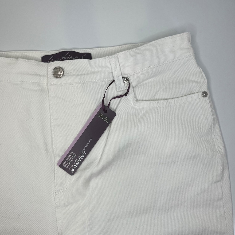 Gloria Vanderbilt Amanda Jeans White Tapered Slimming Classic Rise Size 14 Avg